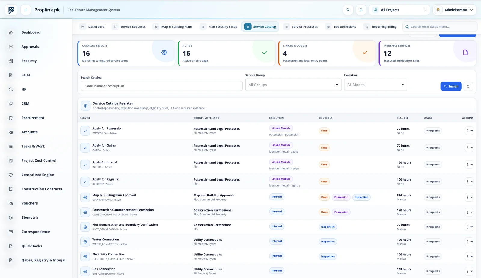 PropLink After Sales interface