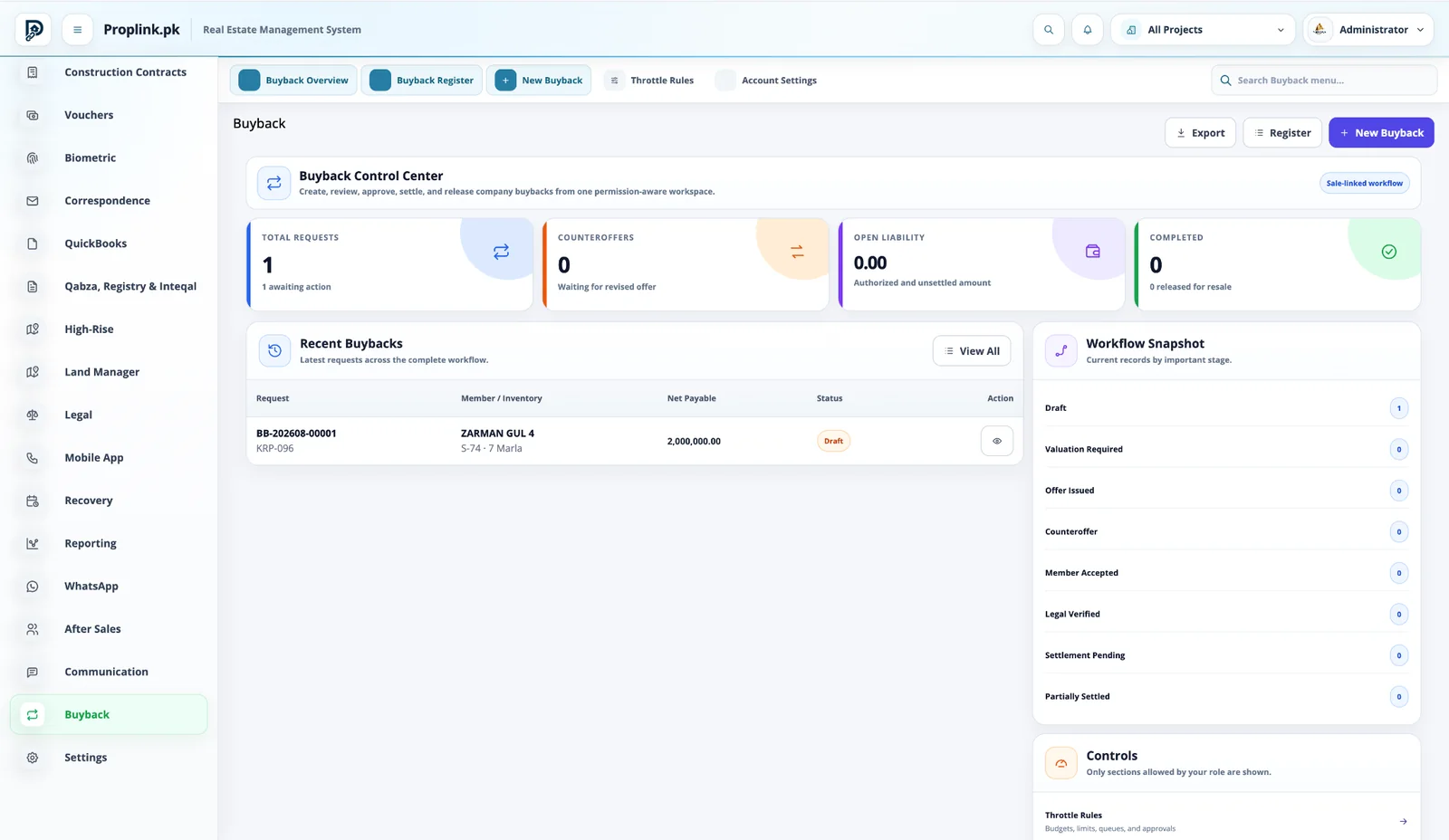 PropLink Transfers, Refunds & Buyback ERP interface
