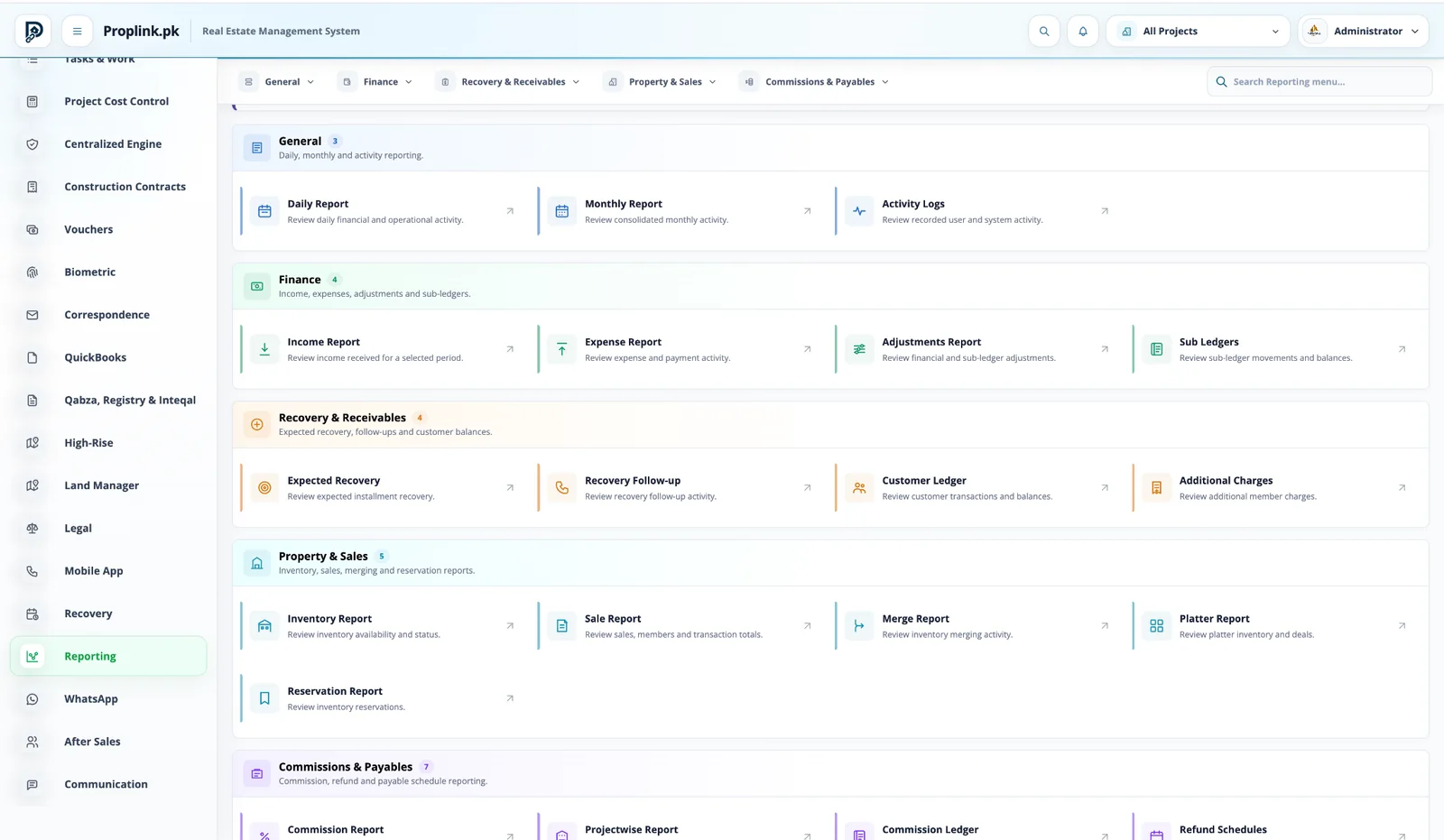PropLink Reports interface