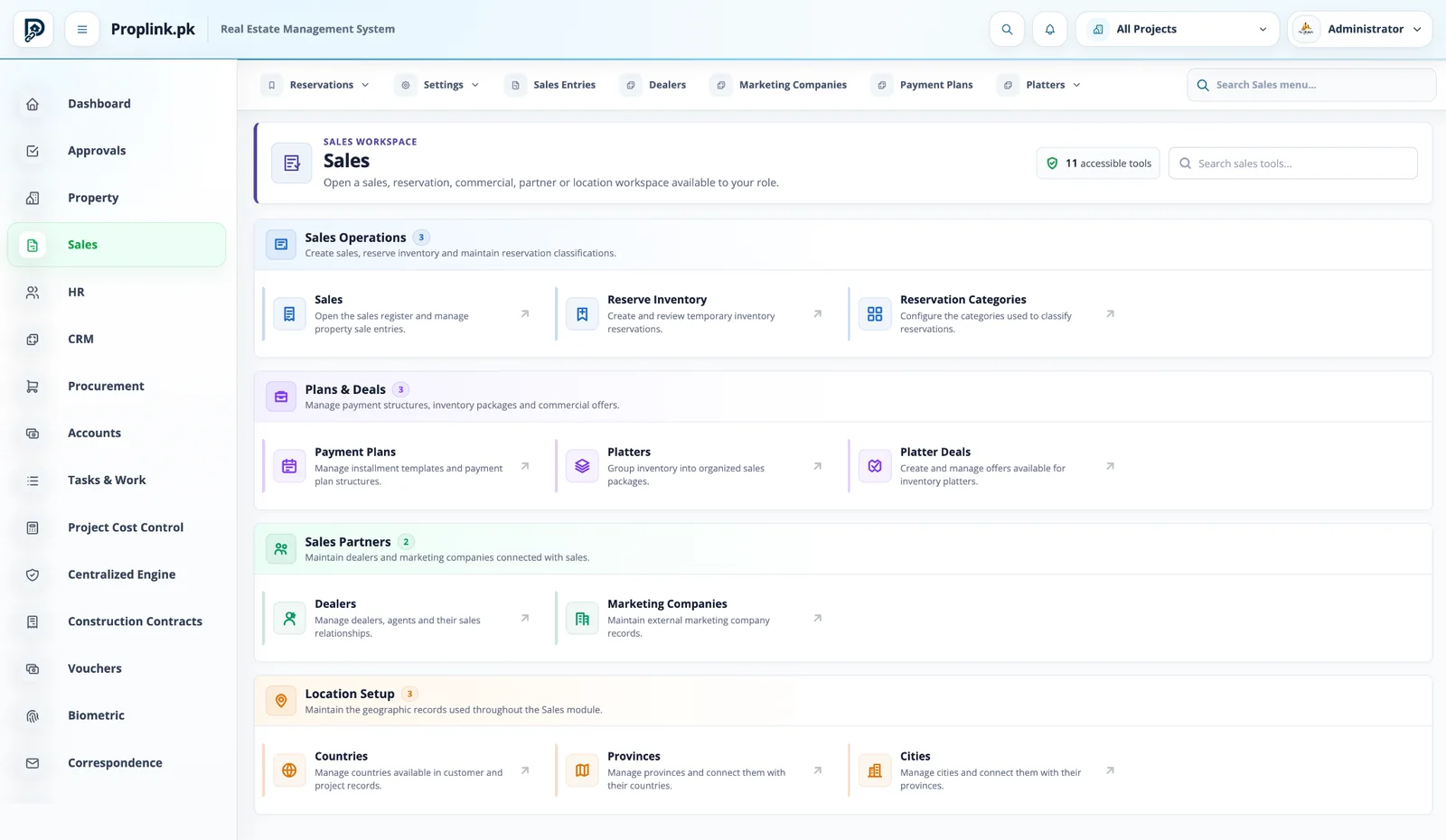 PropLink Sales Workspace interface